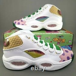 Reebok Question MID X Candy Land Basketball Chaussures Hommes Taille 12 Blanc Vert Rose