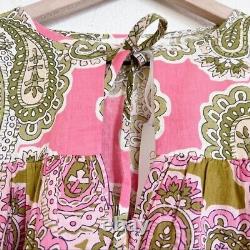 Robe Nara pour femme de Charina Sarte, rose/vert à motifs paisley, taille M