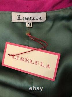 Robe moulante en soie vert menthe et rose fuchsia pour femmes Libelula, taille 10 UK, 6 US, 38 EU.
