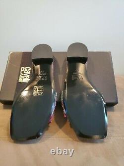 Roberto Cavalli Classe, Rose & Vert, Faux Python Leather Sandals Slides Taille 37
