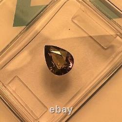 Saphir de changement de couleur rose jaune vert naturel UNIQUE 1.25ct certifié IGI