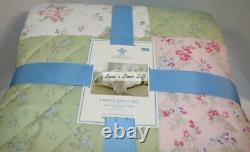 Simply Shabby Chic King Quilt Set 3p Floral Ditsy Ruffle Polyester Rose Vert
