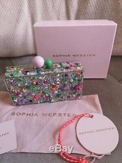 Sophia Webster Clara Lollipop Crystal Box Pochette, Bnwt, Rose, Argent, Vert