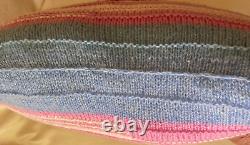 Taie d'oreiller bohème en cachemire tricoté à la main rayé rose, vert et bleu 14 x 16 pouces