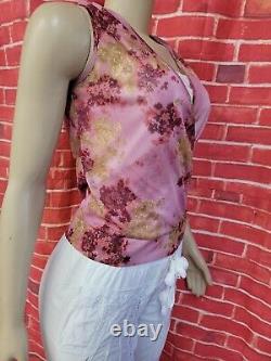 Taille WANKO 36 Rose Rouge Vert Floral Camisole Femme sous le débardeur, Haut de cuve NWT 299,00 $ #D