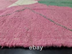 Tapis Marocain Kilim Handmade Carpet 5'5x7'8 Geometric Berber Pink Green Wool Rug