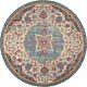 Tapis De Sol Rond Dhurrie Rose Et Vert De 8'