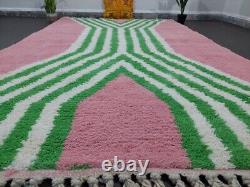 Tapis marocain fait main, tapis à carreaux, tapis marocain rose et vert, tapis personnalisé