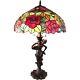 Tiffany-style 2-light Floral Table Lamp Rouge Vert Rose Vitrail 27 High