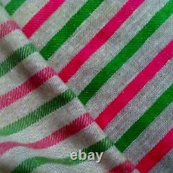 Tissu Vintage 5 Verges Moygashel Printemps Vert / Pink Stripe Ex. Cond
