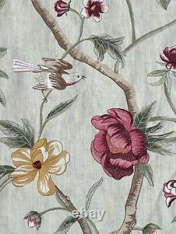 Zoffany Embroidery Curtain Fabric Design Arbre Fleuri 3.6 Metres Pink/green